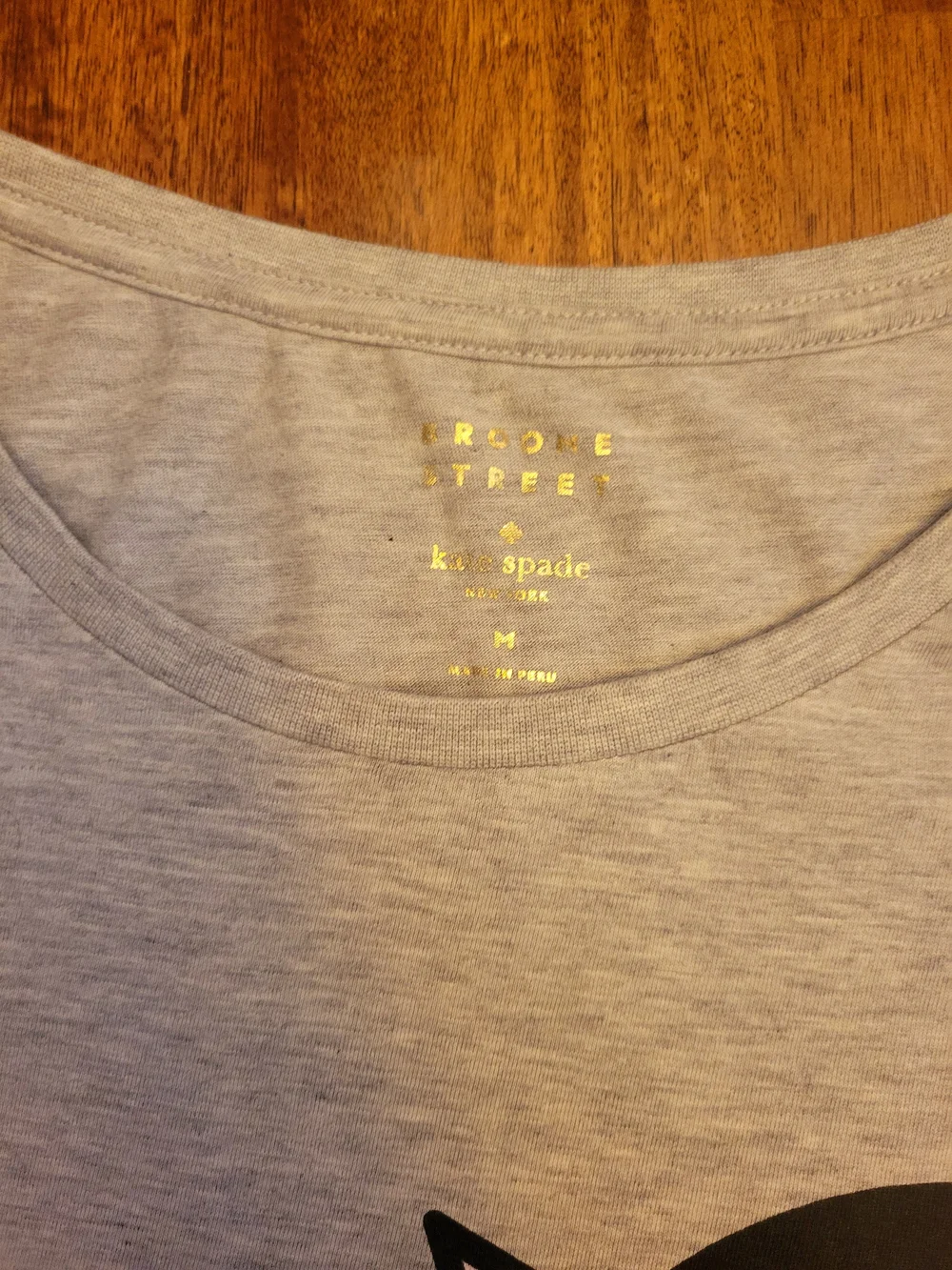 kate spade Heather Gray Tee with Black Cat Print